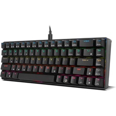 Ozone Tactical Mini Gaming Keyboard -OZTACTICALUS- Mechanisch ohne Ziffernblock, Bluetooth, rote Outemu-Schalter, RGB-LED-Beleuchtung, lautlos, US-Layout, schwarz