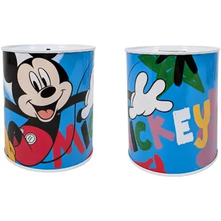My sweety pop - Spardose aus Metall Mickey Mouse blau - Schule - Münzaufbewahrung - 12 cm - Geschenkidee
