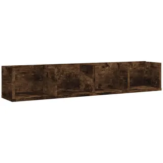 vidaXL Wandregal mit 4 Fächern 100/18/18 cm aus Holzwerkstoff Räuchereiche Dekor , Dunkelbraun , Strukturbuche , Rechteckig , 100x18x18 cm , Wohnzimmer, Regale, Wandregale