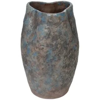 Romimex Vase, Blau, Terrakotta, Antik-Finish, 17 x 27 x 17 cm