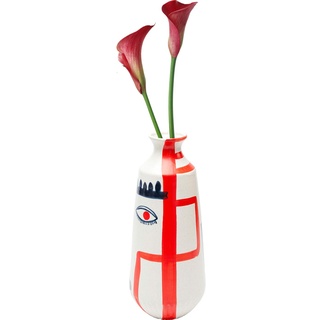 Kare Design Vase Art Face Colore, Accessoires, Wohnzimmer, Rot/Blau, 38cm