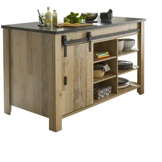 Furn.Design Kücheninsel Used Wood, anthrazit 162 cm, Kochinsel mit Soft-Close , Naturfarben, Anthrazit , Metall , Nachbildung,Altholz , Holz Optik, Uni , einzeln stellbar,Rechteckig , 162x93x77 cm , Küchen, Küchenmöbel, Kücheninseln