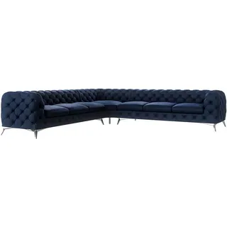 S-Style Möbel Ecksofa Chesterfield Laura Marineblau Samt , Textil , Echtholz,Buche, Birke , Füllung: Polyetherschaumkern,Polyetherschaumkern , Eckteil, L-Form,L-Form , 323x323 cm , Blauer Engel, FSC Mix, Oeko-Tex®, Hergestellt in Europa , Wohnzimmer, Sofas & Couches, Wohnlandschaften, Ecksofas