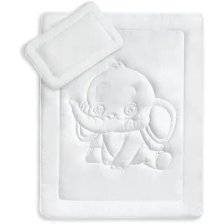 KiGATEX Oeko-Tex Kinder Bettdecken Set mit süßer Elefantensteppung 40x60 + 100x135 cm Kochfest 95° C