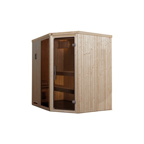 Bild von Sauna »Varberg«, (Set), 7,5 kW-Ofen mit digitaler Steuerung, beige