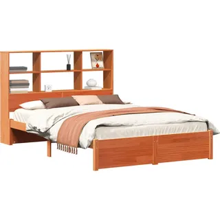 vidaXL Bettgestell mit Aufbewahrungskopfteil Wachsbraun 160 x 200 cm - Braun
