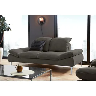 W.Schillig 2-Sitzer »enjoy&MORE« mit Sitztiefenverstellung, Füße Chrom glänzend, Breite 202 cm, grau