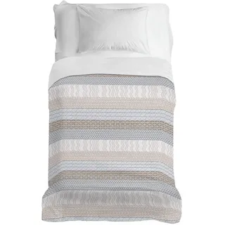 PENSIERI DELICATI Tagesdecke 170 x 280 cm, Einzeltuch 100% Baumwolle Pique, Ideal Zum Thema Wohnen, Decke Salva Bett Doppelbett, Fantasie Azteke Beige, 100% Made in Italy