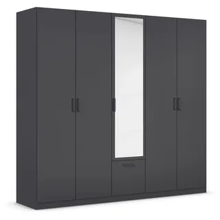 Rauch Möbel BARI Drehtürenschrank Kleiderschrank Grau-Metallic, 1 Schublade, mit Spiegel, 226x210x54cm