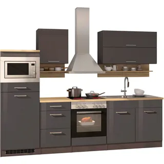 KOCHSTATION Küchenzeile »KS-Mailand« mit Elektrogeräten, Breite 270 cm, grau