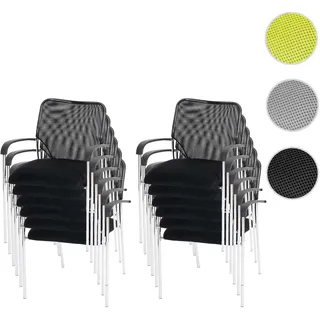 12er-Set Besucherstuhl Tulsa, Konferenzstuhl stapelbar, Stoff/Textil ~ Sitz schwarz, Rückenfläche sc