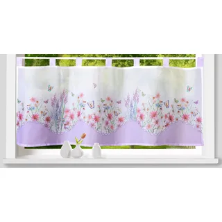 WECKBRODT "Leonie" Schlaufen 1, Stk. tlg. Bistro, Voile, bedruckt, floral, HxB 45x120cm, Gardine, Store,