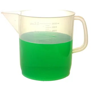 eisco Labs 3 Liter Polypropylen becher mit Griff und Ausgießer, 100 ml Graduierung