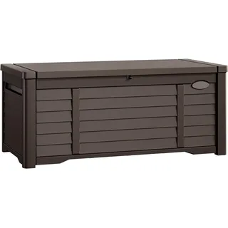 YITAHOME 450 L Groß Gartenbox Wasserdicht, Abschließbarem Outdoor Kissenbox Garten Auflagenbox Wetterfest Aufbewahrungsbox für Gartengeräten Poolzubehör Spielzeug,Dunkelbraun,141 x 66.8 x 59.9cm