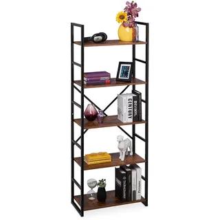 Relaxdays Bücherregal 60 x 30 x 158,5 cm Braun/Schwarz