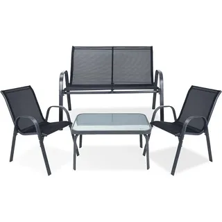 Gartenmöbel-Set: 2 Sessel, 1 Tisch, 2-Sitzer-Sofa für 4 Personen - Grau