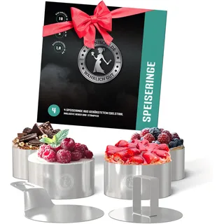 Ess-Nische® Dessertringe 10cm Burgerringe - Ideales Grill-Zubehör als Burger Presse beim BBQ oder als Törtchenform für eine Mini Kuchenform rund - verwendbar auch als Brötchen Backform