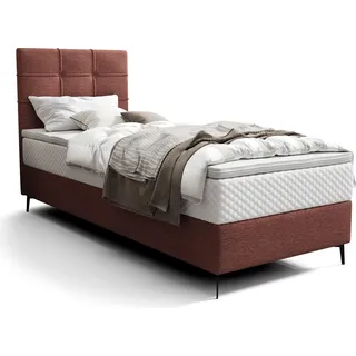 Roe Furniture | Polsterbett - INAO - 80x200 cm - Dunkelrosa - Taschenfederkern-Matratze - Rechte - Boxspringbett - Bett mit Bettkasten - Tagesbett - Dunkelrosa