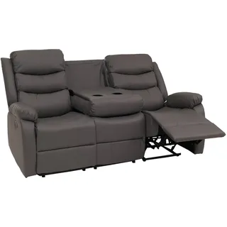Mendler 3er Kinosessel Kunstleder 181 x 107 x 0 cm Grau mit Liegefunktion