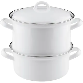 Riess, 0286-033, Kartoffelkocher mit Emaildeckel 18, CLASSIC- WEISS, Höhe 19 cm, Durchmesser 18 cm, Emaille, weiß, Induktion