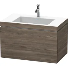 Duravit L-Cube Möbelwaschtisch c-bonded mit Unterbau wandhängend, 80x48 cm, 1 Auszug, ohne Überlauf, 1 Hahnloch, Farbe: Pine Terra Dekor