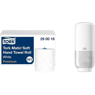 Tork Matic weiches Rollenhandtuch Premium 290016 - H1 Premium Handtuchrollen & Seifenspender Wandmontage für Seife und Hautpflegeprodukte