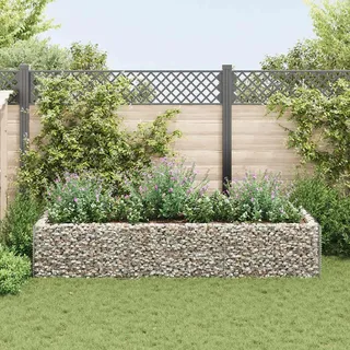 vidaXL Gabionen-Hochbeet Stahl 270×90×50 cm - Silber