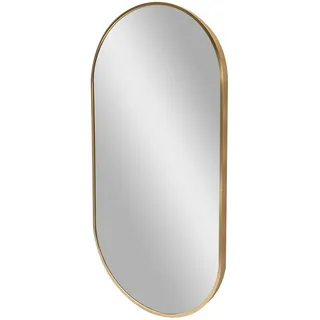 [en.casa] Wandspiegel Corato 40x80cm Badezimmerspiegel Badspiegel Schminkspiegel Hängespiegel Ellipsen-Form Wandmontage Gold