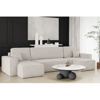 kaiser möbel Ecksofa mit schlaffunktion und bettkasten, Sofa U-form, Couch U-form BEST Dicker Cord - Beige