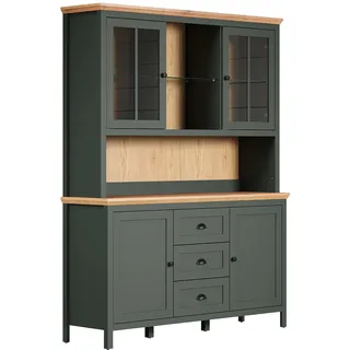 trendteam Buffetschrank Stanton 146 x 198 x 45 cm Tannengrün/Evoke Eiche