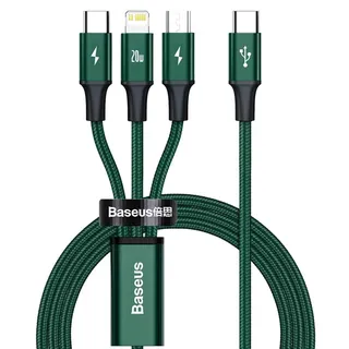 Baseus Rapid Series 3in1 USB-C For M+L+T 20W 1.5m (Green – Lightning – MicroUSB grün