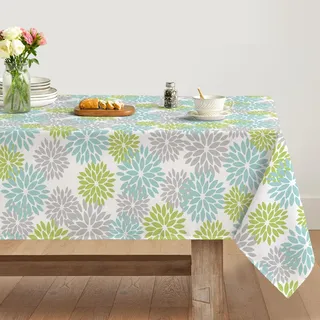Artoid Mode Blumen Grün Dahlien Herbst Tischdecke 140x160 cm, Saisonnal Fall Fleckschutz Tischwäsche Küche Dekoration Urlaub Party Dekor