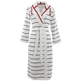 Damenbademantel CARL ROSS "246300" Gr. 40, blau (sanftes weiß, night blau), 40/42, Velours, Hausmäntel, Damenbademantel