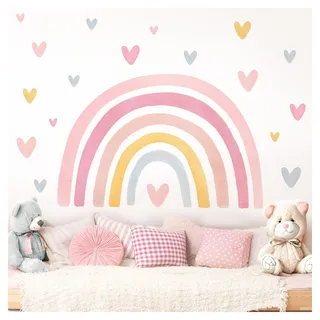 Little Deco Wandtattoo Regenbogen mit Herzen pink rosa gelb DL5088 L