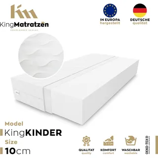 Kindermatratze KingKINDER 90 x 190 x 10 cm aus hochwertigen Kaltschaum I Rollmatratze mit waschbarem Bezug - Weiß