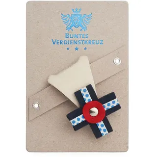 Anstecker Buntes Verdienstkreuz vonbox mehrfarbig, Designer Ilja Oelschlägel, 7.5x5.5x0.8 cm