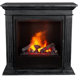 Xaralyn Wasserdampf-Kamin - Cadiz EC6-SWU - schwarz Naturstein - mit Fernbedienung - Opti-Myst Elektrokamin - Kaminsims inklusive Einbaukamin - Dekokamin - Schwarz, Grau