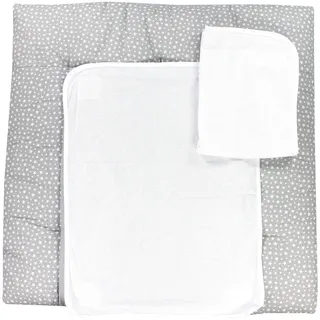 TupTam Wickelauflage mit 2 wasserfesten Frotteebezügen – weich gepolstert & hautfreundlich MAR02579, Farbe: Sternbild Weiß/Grau, Größe: 75 x 85 cm