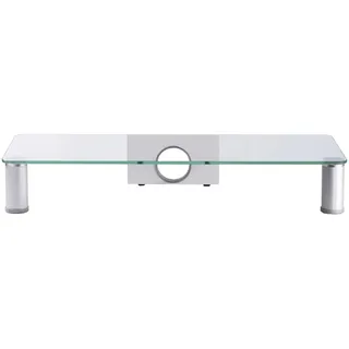 VCM Parco TV-Aufsatz 62 x 10 x 25 cm Silber/Transparent Aluminium/Glas