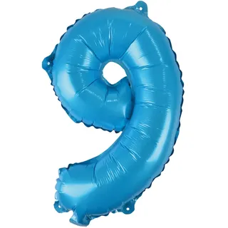 Homéa, Luftballon Zahl 9, Metallise, aus Aluminium, mit Strohhalm, Höhe 40 cm, mehrfarbig