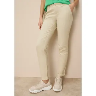 Chinohose AJC, Damen, Gr. 42, N-Gr, beige, Web, Obermaterial: 97% Baumwolle, 3% Elasthan, unifarben, bequem lang, Hosen Chinohose, in lässiger Form mit Pattentaschen, Topseller