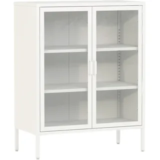 [en.casa] Sideboard Fauske mit Glastüren Weiß