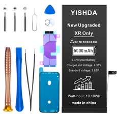 【5000MAH】 Akku für iPhone XR Upgraded YISHDA Hochkapazitäts-Li-Polymer-Akku Ersatz Kompatibel mit iPhone XR (A1984, A2105, A2106, A2108) mit Reparaturwerkzeugsatz und Installationsanleitung