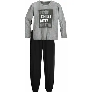 AUTHENTIC LE JOGGER AUTHENTIC LE JOGGER, Pyjama 1 Stück, 2 Schlafanzug mit Spruch "Ich chille bitte warten", schwarz