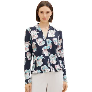 TOM TAILOR Damen Langarmshirt Bluse mit V-Ausschnitt