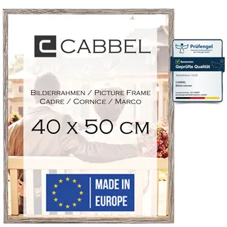 CABBEL Bilderrahmen 40x50 cm, Eiche Dunkel, stabiles MDF-Holz Rahmen, bruchsicherem Plexi-Glas, zum Aufhängen, ideal für Fotos/Bilder/Collage