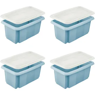 Aufbewahrungsbox KEEEPER "Emil, 4er Set, 7 L, 35 x 20,5 x 15 cm", nordic blau, B:35cm H:15cm T:20,5cm, Kunststoff, Aufbewahrungsboxen, Aufbewahrungsbox, ineinander und aufeinander stapelbar