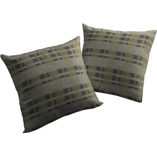 Dekokissen WIRTH "Laufenberg" Gr. 1, grün (grün, kariert), B:40cm L:40cm, Baumwolle, Polyester, Dekokissen_Sitzkissen_Kissenhüllen, Dekokissen, Kissenhülle ohne Füllung, 2 Stück