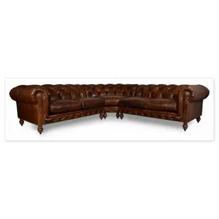 JV Möbel Chesterfield Ecksofa Wohnlandschaft 245 x 245 cm - Braun