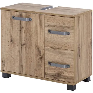 Schildmeyer Milan Waschbeckenunterschrank 134889, eiche landhaus Dekor, 65 x 32 x 59 cm,